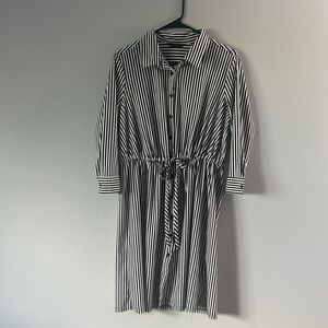 Mlle Gabrielle Black and White Striped Dress - Large